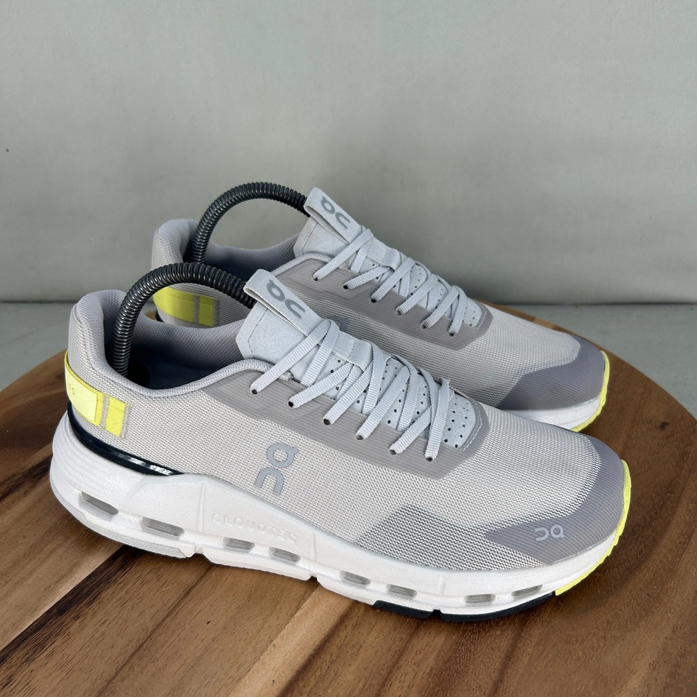 On Cloudnova Form Mens Size 7.5 Running Shoes Grey Yellow Low Top Sneakers